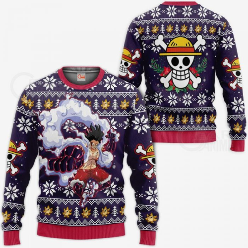 Luffy Gear 4 Ugly Christmas Sweater – One Piece Anime Xmas: Festive & Fun Holiday Apparel!