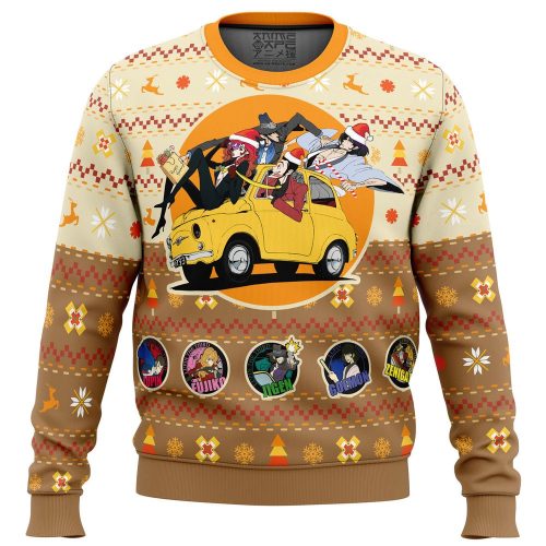 Lupin the 3rd Happy Trip Ugly Christmas Sweater – Festive Fun with Anime-Inspired Design!