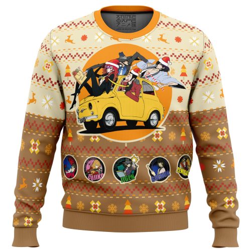 Lupin the 3rd Happy Trip Ugly Christmas Sweater: Festive Fun with Anime-inspired Design!