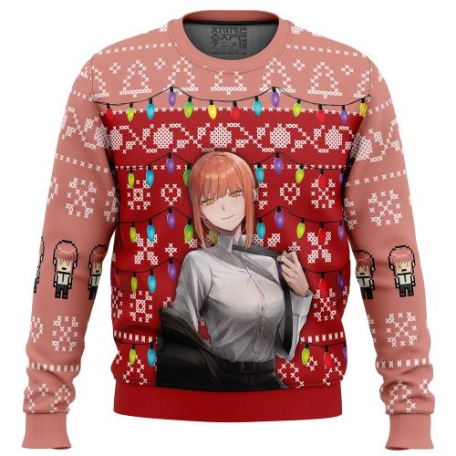 Makima Chainsaw Man Ugly Christmas Sweater: Festive and Quirky Holiday Apparel