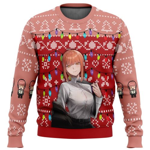 Makima Chainsaw Man Ugly Christmas Sweater: Festive and Quirky Holiday Attire!