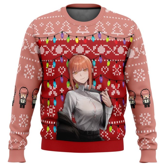 Makima Chainsaw Man Ugly Christmas Sweater: Festive and Quirky Holiday Attire!