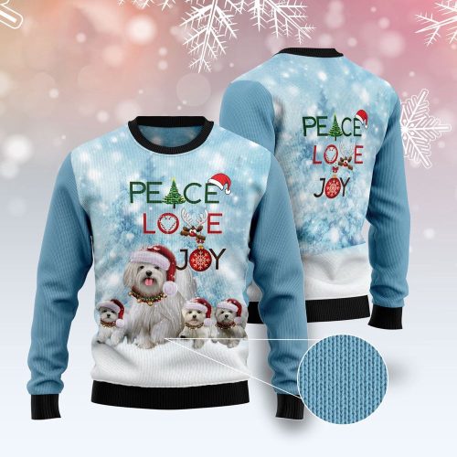 Maltese Peace Love Joy Ugly Sweater – Festive Christmas Sweater