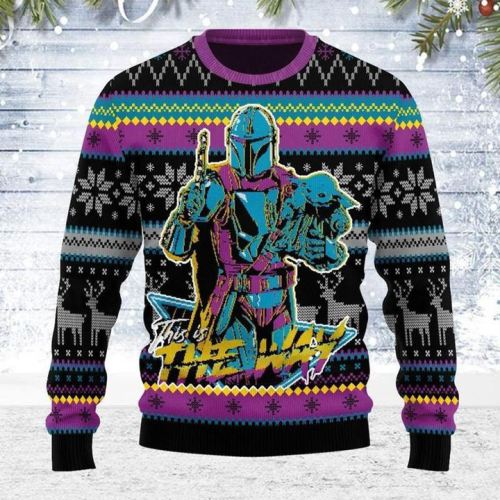Mandalorian Baby Yoda Christmas Sweater: Festive and Cute Apparel for Star Wars Fans!
