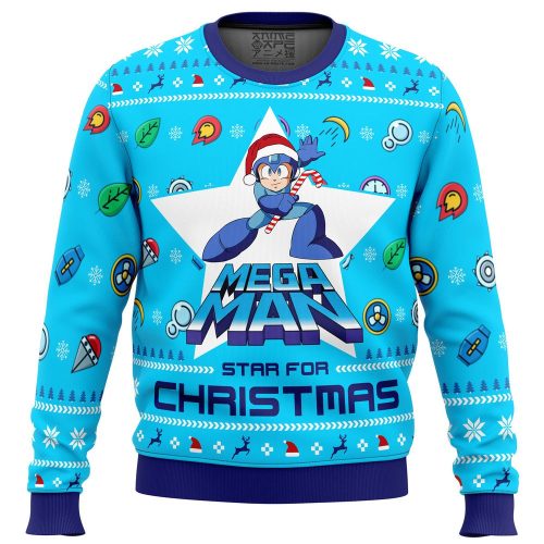 Mega Man Mega Christmas Ugly Sweater: Festive Holiday Apparel for Gaming Fans