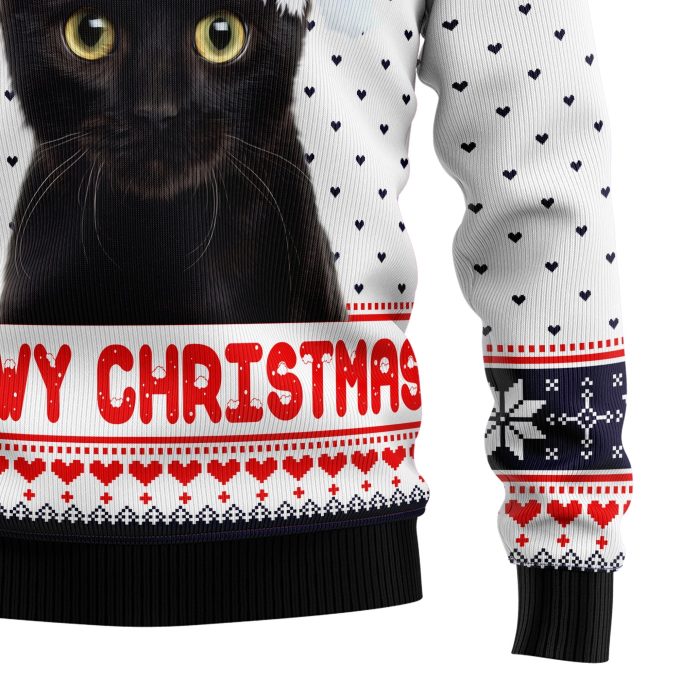 Get Festive with the Meowy Christmas Graphic Ugly Sweater – Perfect for Christmas!