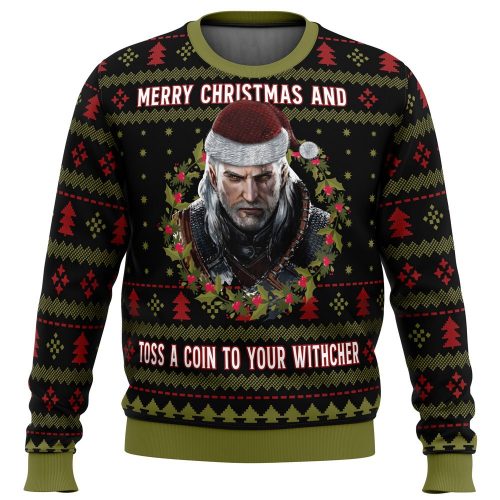 Merry Christmas & Toss a Coin: The Witcher Ugly Sweater - Festive & Stylish Holiday Apparel