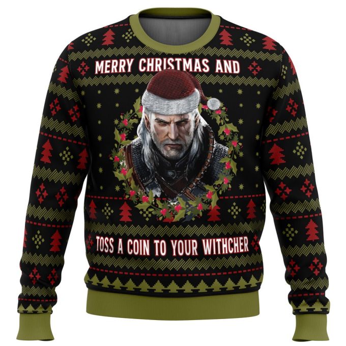 Merry Christmas & Toss a Coin: The Witcher Ugly Sweater – Festive & Stylish Holiday Apparel
