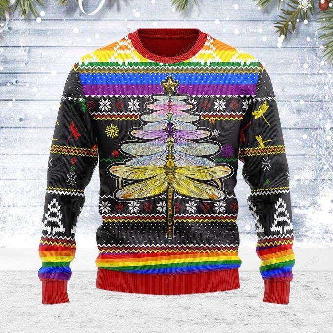 Merry Christmas Gearhomies LGBT Dragon Christmas Tree 3D Ugly Christmas Sweater
