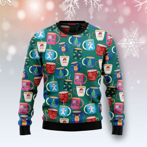 Merry Christmas Ho Ho Ho Mugs: Get Festive with Cheerful Ugly Sweater Design!