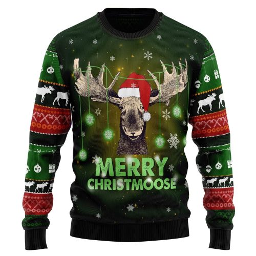 Merry Christmoose Unisex Ugly Christmas Sweater – Funny Family Holiday Gift