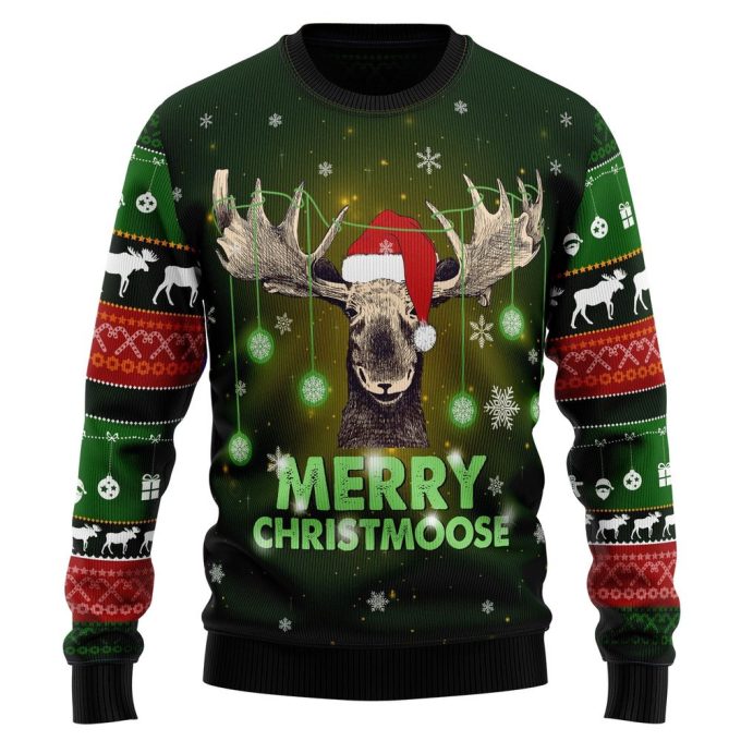 Merry Christmoose Unisex Ugly Christmas Sweater – Funny Family Holiday Gift