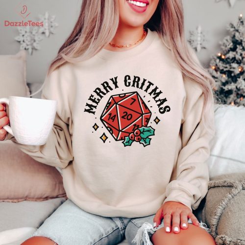 Merry DnD Critmas Sweatshirt, Dungeon and Dragon Christmas Party Shirt, Polyhedral Dice Xmas Tee, Ugly Christmas Sweater, Dnd Holiday Hoodie