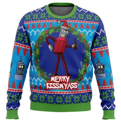 Futurama Ugly Christmas Sweater: Merry Kissmyass Design for Festive Fun