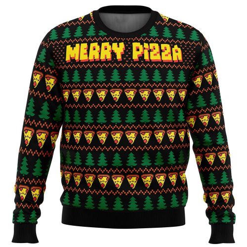Merry Pizza Ugly Christmas Sweater: Festive & Fun Holiday Apparel Delivered to Your Door!