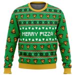 Merry Pizza Ugly Christmas Sweater: Festive and Fun Holiday Apparel with Delicious Slice Design