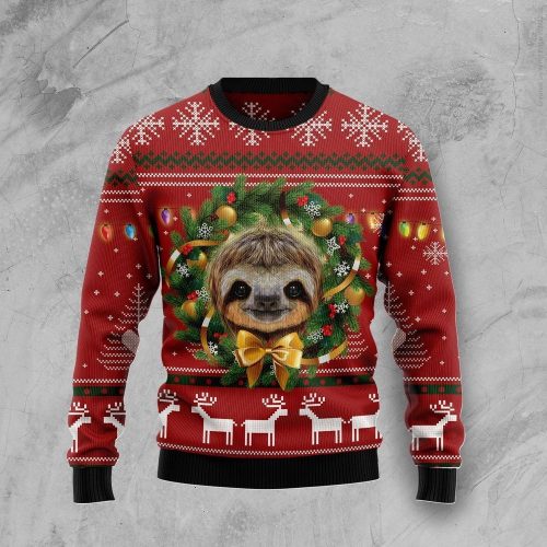 Merry Slothmas Ugly Christmas Sweater – Funny Family Holiday Sweater Gift