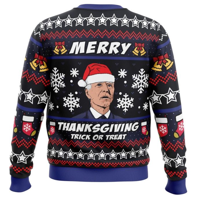 Merry Thanksgiving Biden Ugly Christmas Sweater – Festive Holiday Apparel to Spread Cheer!