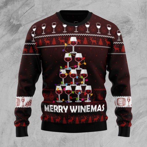 Merry Winemas Ugly Christmas Sweater – Hilarious Family Holiday Gifts