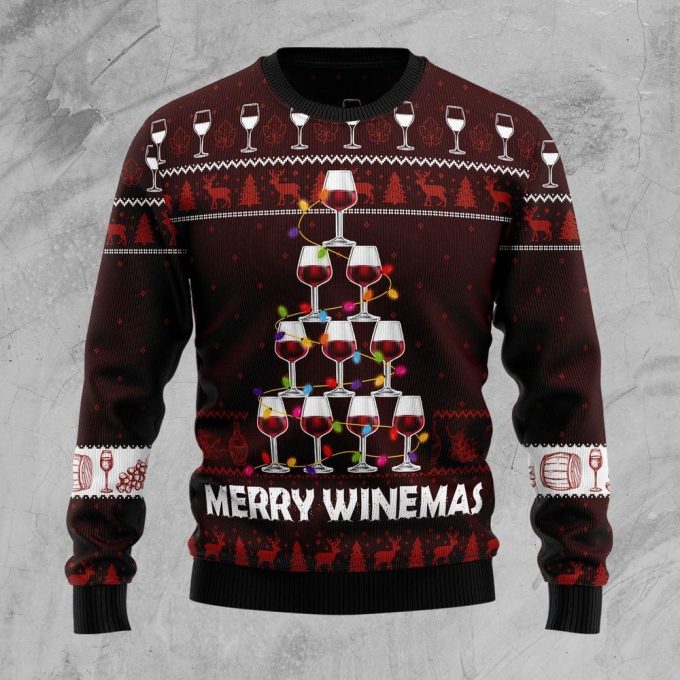 Merry Winemas Ugly Christmas Sweater – Hilarious Family Holiday Gifts