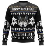 Merry Wolfmas Ugly Christmas Sweater – Howling Fun for a Festive Wolf-Themed Holiday!