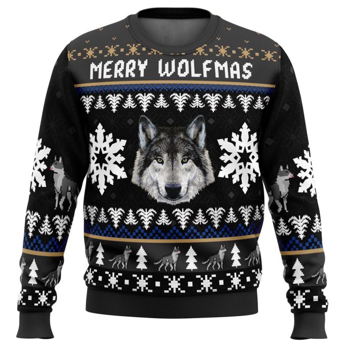 Merry Wolfmas Ugly Christmas Sweater – Howling Fun for a Festive Wolf-Themed Holiday!