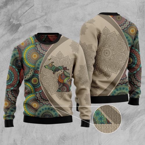 Michigan Mandala Ugly Christmas Sweater – Festive Xmas Ugly Sweater