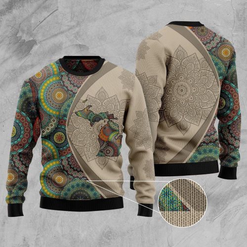 Michigan Mandala Ugly Christmas Sweater – Festive Xmas Ugly Sweater