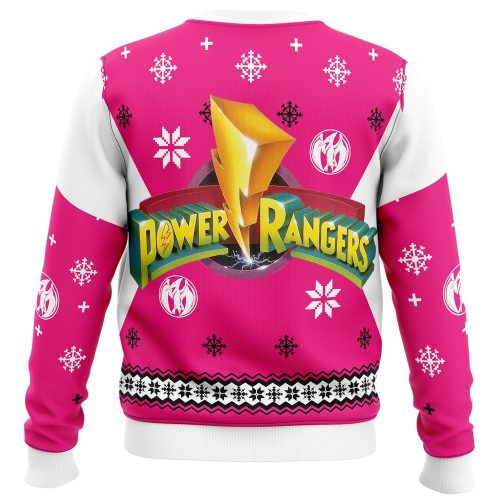 Mighty Morphin Power Rangers Pink Ugly Christmas Sweater: Festive & Fun Attire!