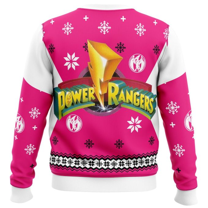 Mighty Morphin Power Rangers Pink Ugly Christmas Sweater: Festive & Fun Attire!