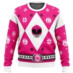 Mighty Morphin Power Rangers Pink Ugly Christmas Sweater: Festive & Fun Attire!