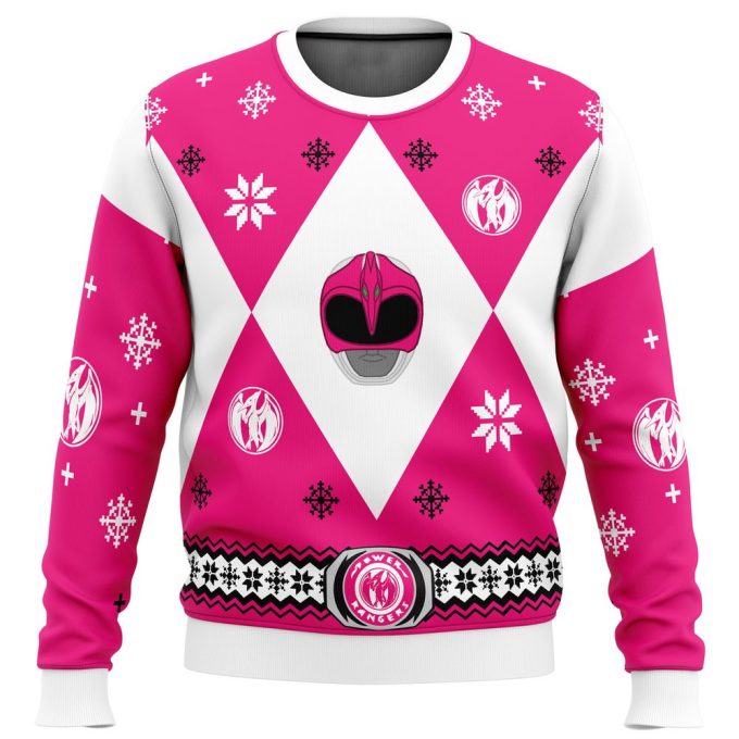 Mighty Morphin Power Rangers Pink Ugly Christmas Sweater: Festive & Fun Attire!