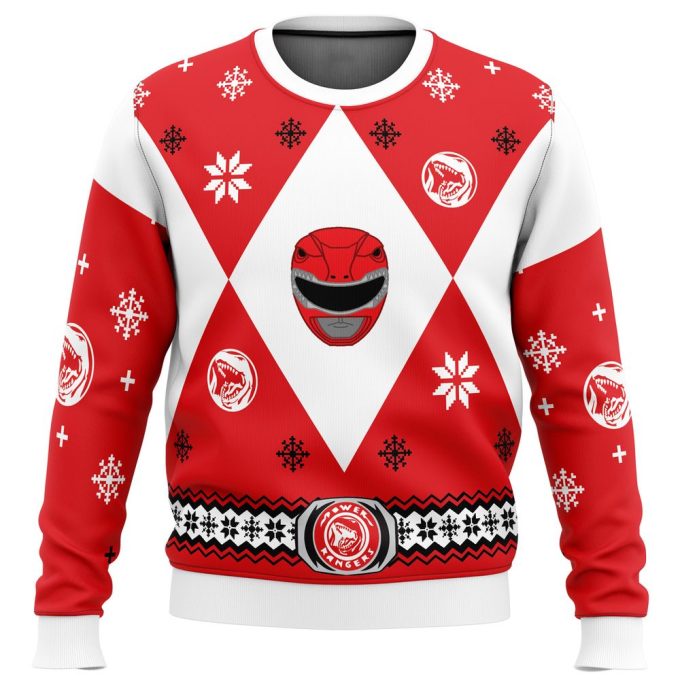 Mighty Morphin Red Ugly Christmas Sweater – Festive Power Rangers Holiday Attire!