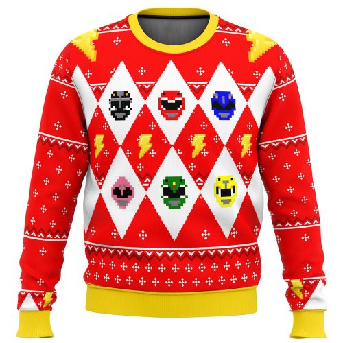 Mighty Morphin Power Rangers Ugly Christmas Sweater: Festive Fun with Iconic Heroes!