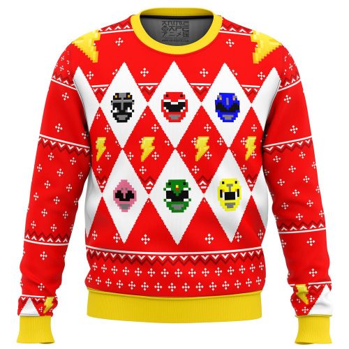 Mighty Morphin Power Rangers Ugly Christmas Sweater: Festive & Nostalgic Apparel for Fans!