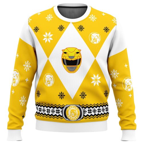 Mighty Morphin Power Rangers Yellow Ugly Christmas Sweater: Festive & Nostalgic Apparel