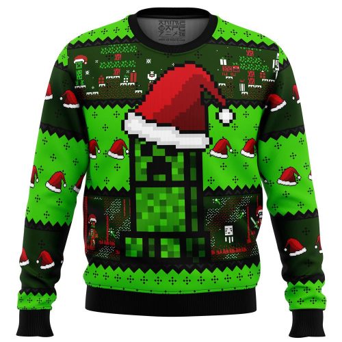 Minecraft Creeper Ugly Christmas Sweater: Festive Gaming Apparel for Fans