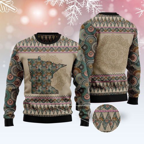 Merry & Memorable: Minnesota Mandala Ugly Christmas Sweater – Perfect Family Holiday Gift!