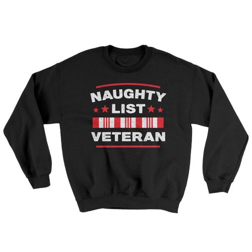 Get Festive with Naughty List Veterans Ugly Sweater – Perfect Holiday Apparel!