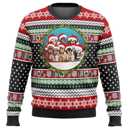Get Festive with Nine Titans Attack on Titan Ugly Christmas Sweater - Limited Edition