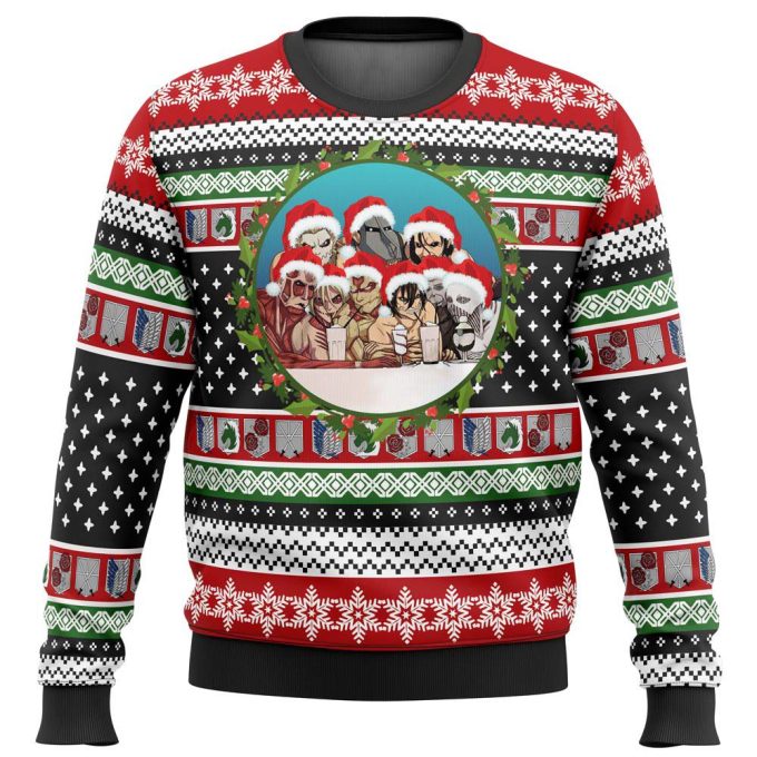 Get Festive with Nine Titans Attack on Titan Ugly Christmas Sweater – Limited Edition