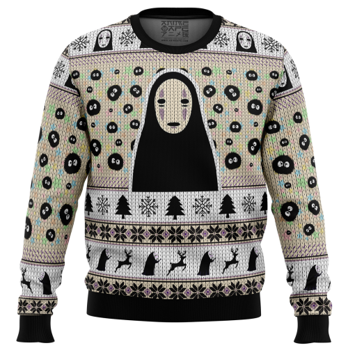 Spirited Away Ugly Christmas Sweater – No Face & Soot Sprites Studio Ghibli