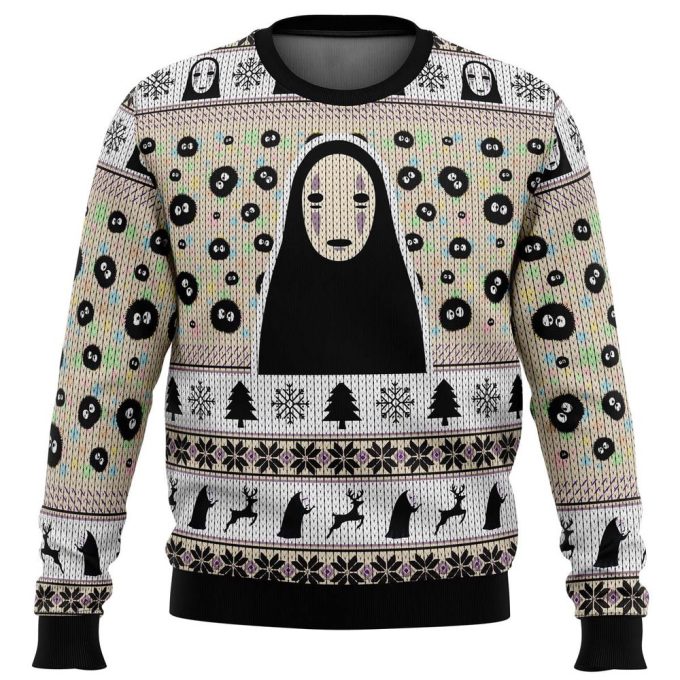 No Face & Soot Sprites Spirited Away Ugly Christmas Sweater – Studio Ghibli Inspired