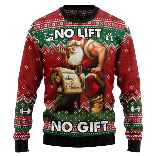 Get Festive with the No Lift No Gift Christmas Graphic Sweater – Ugly Christmas Sweater!