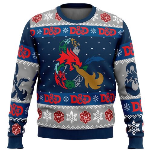 Nysekai D-20 Dungeons & Dragons Ugly Christmas Sweater - Festive Gaming Apparel