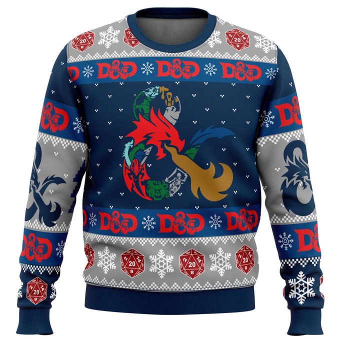 Nysekai D-20 Dungeons & Dragons Ugly Christmas Sweater – Festive Gaming Apparel