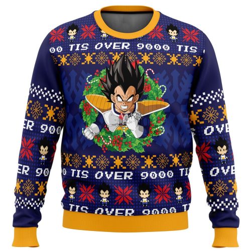 Get Festive with Nysekai s Dragon Ball Z Ugly Christmas Sweater - Over 9000 Style!