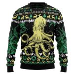 Octopus Cool Christmas Unisex Crewneck Sweater – Ugly Christmas Sweater: Festive & Fun Attire