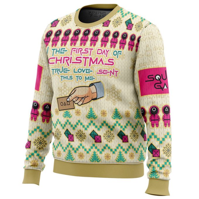 On the First Day of Christmas Squid Game Sweater: Festive & Unique Holiday Apparel