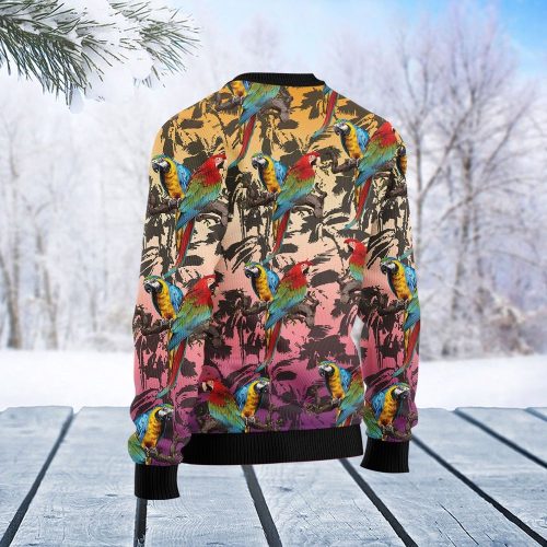 Get Festive with Parrot Palm Forest Xmas Ugly Sweater – Perfect Christmas Outfit & Gift!